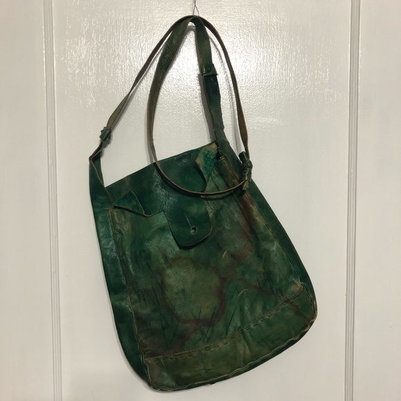 Hand dyed Green Leather Purse - Picture 7 of 11